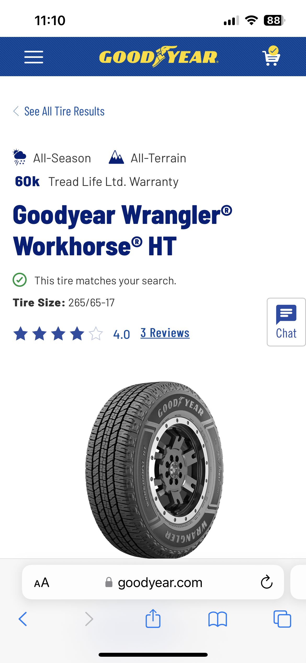 Goodyear Wrangler Workhorse HT Tire | Chevy Colorado & GMC Canyon